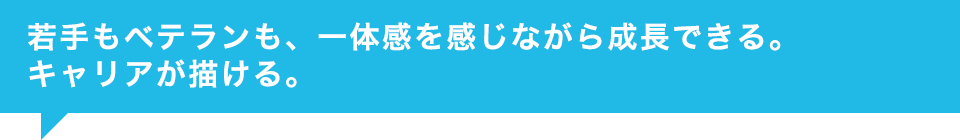 若手もベテランも、一体感を感じながら成長できる。キャリアが描ける。